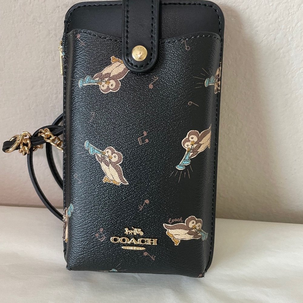 Coach Phone Crossbody With Penguin Print